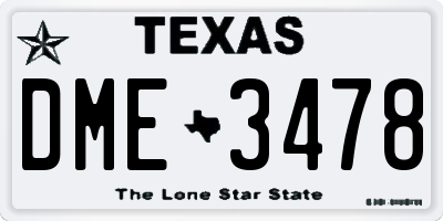 TX license plate DME3478