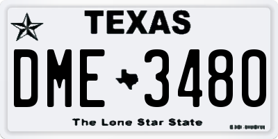 TX license plate DME3480