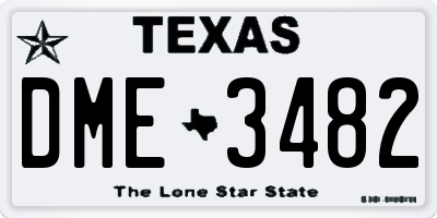 TX license plate DME3482