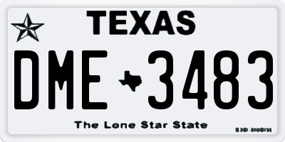 TX license plate DME3483