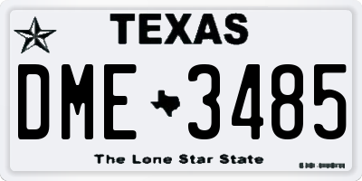 TX license plate DME3485