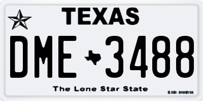 TX license plate DME3488