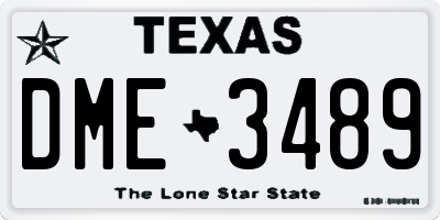 TX license plate DME3489