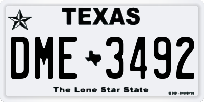 TX license plate DME3492