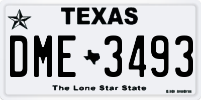 TX license plate DME3493
