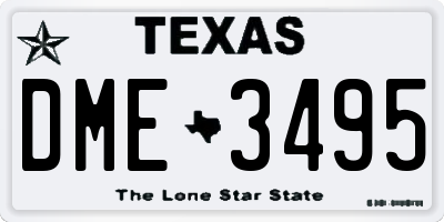 TX license plate DME3495