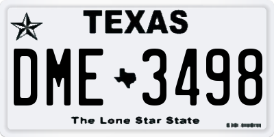 TX license plate DME3498