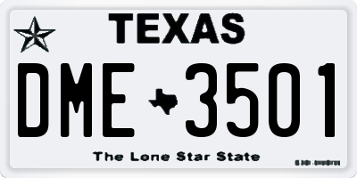 TX license plate DME3501