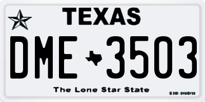 TX license plate DME3503