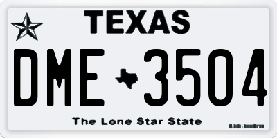 TX license plate DME3504