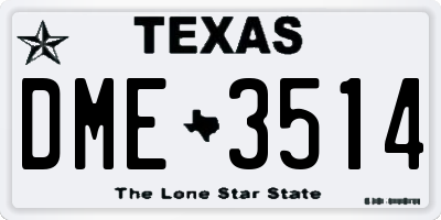 TX license plate DME3514