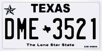 TX license plate DME3521