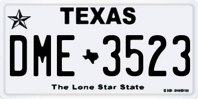 TX license plate DME3523