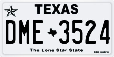 TX license plate DME3524