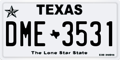 TX license plate DME3531