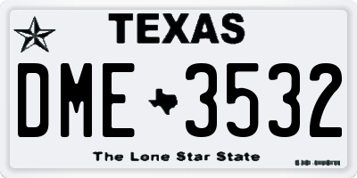 TX license plate DME3532