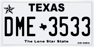 TX license plate DME3533