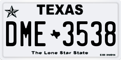 TX license plate DME3538