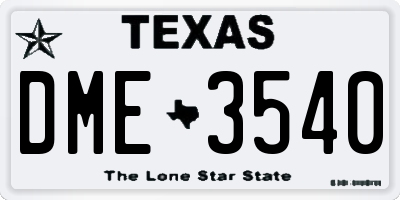 TX license plate DME3540