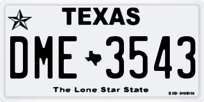 TX license plate DME3543