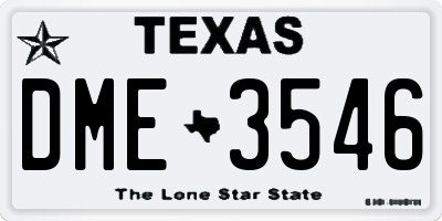 TX license plate DME3546
