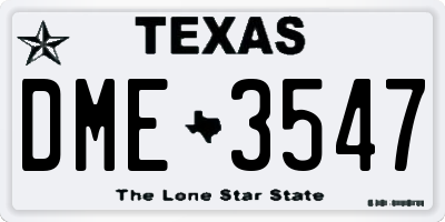 TX license plate DME3547