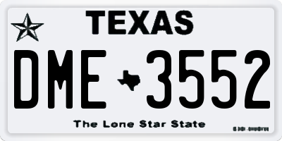 TX license plate DME3552