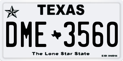 TX license plate DME3560