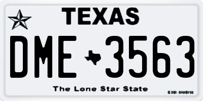 TX license plate DME3563