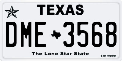 TX license plate DME3568