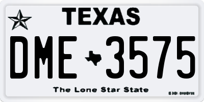TX license plate DME3575