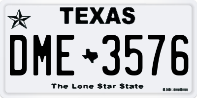 TX license plate DME3576