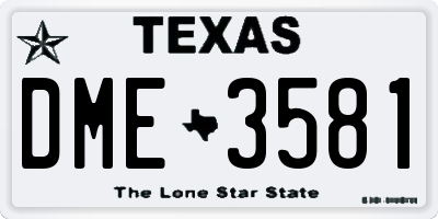 TX license plate DME3581
