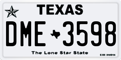 TX license plate DME3598