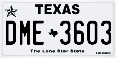 TX license plate DME3603