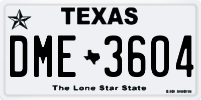 TX license plate DME3604