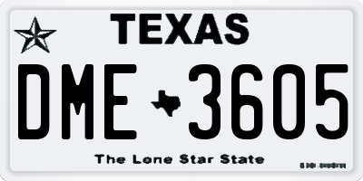 TX license plate DME3605