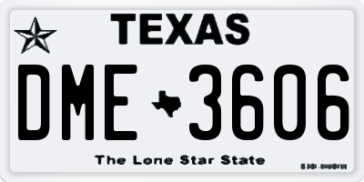 TX license plate DME3606
