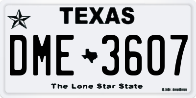 TX license plate DME3607