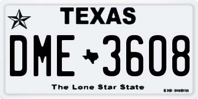 TX license plate DME3608