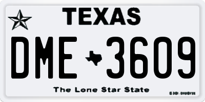 TX license plate DME3609