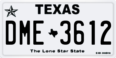 TX license plate DME3612