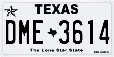TX license plate DME3614