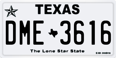 TX license plate DME3616