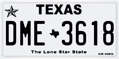 TX license plate DME3618