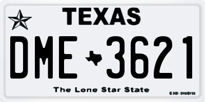 TX license plate DME3621