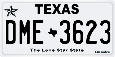 TX license plate DME3623