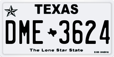 TX license plate DME3624