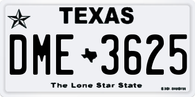 TX license plate DME3625