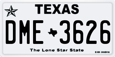TX license plate DME3626